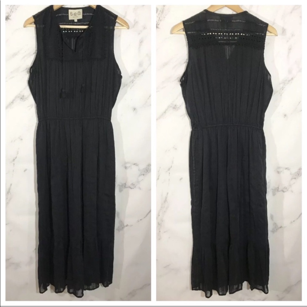 Sea NY black boho midi dress
